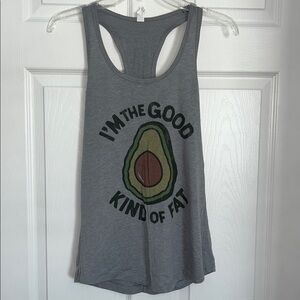 Ideal T by Next Level Gray Racerback Avocado Graphic Tank Top